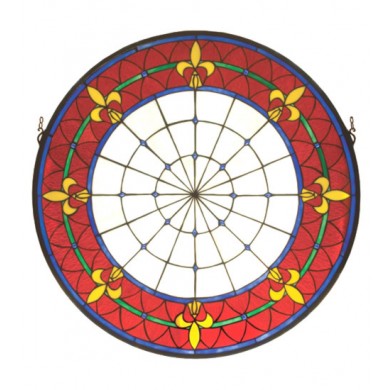 Meyda Tiffany 19811 30x30 Inch Fleur De Lis Medallion Stained