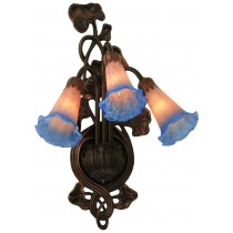 Meyda Tiffany 11170 10.5 Inch Pink/Blue Pond Lily 3 Light Wall Sconce - Pink Blue