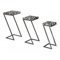 Sterling 129-1030/S3 Set Of 3 Zebra Print Stacking Tables