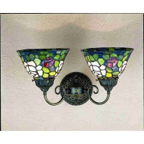 Meyda Tiffany 31121 18 Inch Tiffany Rosebush 2 Light Wall Sconce - Purple/Blue Burgundy Pink