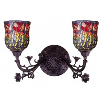 Meyda Tiffany 36911 19 Inch Red Rosebud 2 Light Wall Sconce - Purple/Blue Burgundy