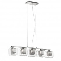 Dainolite 60155-CM-SC Courtney 5 Light Satin Chrome Pendant Clear Glass Shade with Mesh Insert