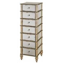 Currey and Company 4212 Harlow Seven Drawer Chest - Antique Mirror/Silver Leaf