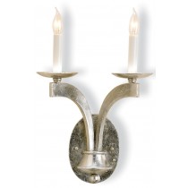 Currey and Company 5022 Venus Wall Sconce 2-Light - Contemporary Silver Leaf