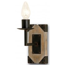 Currey and Company 5061 Eufaula Wall Sconce 1-Light - Old Iron/Natural Ash
