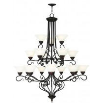 Livex Lighting 6139-07 Coronado 18 Light Foyer Chandelier - Bronze / White Alabaster Glass
