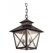 Trans Globe 40174 BK Chimney Vented 15 Inch Hanging Lantern - Black / Clear Seeded / Square / Cross Bar