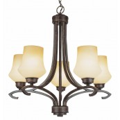 Trans Globe 6185 ABZ Dakota 5 Light Chandelier In Antique Brown - Antique Bronze / Champagne