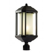 Trans Globe 40256 ROB Downtown Trolley 22 Inch Post Lantern - Rubbed Oil Bronze / Cream Frost Glass, Ridged