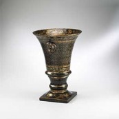 Cyan Design 00765 Grand Lion Head Urn - Black And Gold Glaze