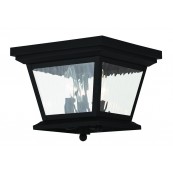 Livex Lighting 20239-04 Hathaway 3 Light Outdoor Ceiling Mount - Black / Clear Water Glass