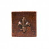 Premier Copper Products T4DBF 4 x 4 Inch Copper Fleur De Lis Tile